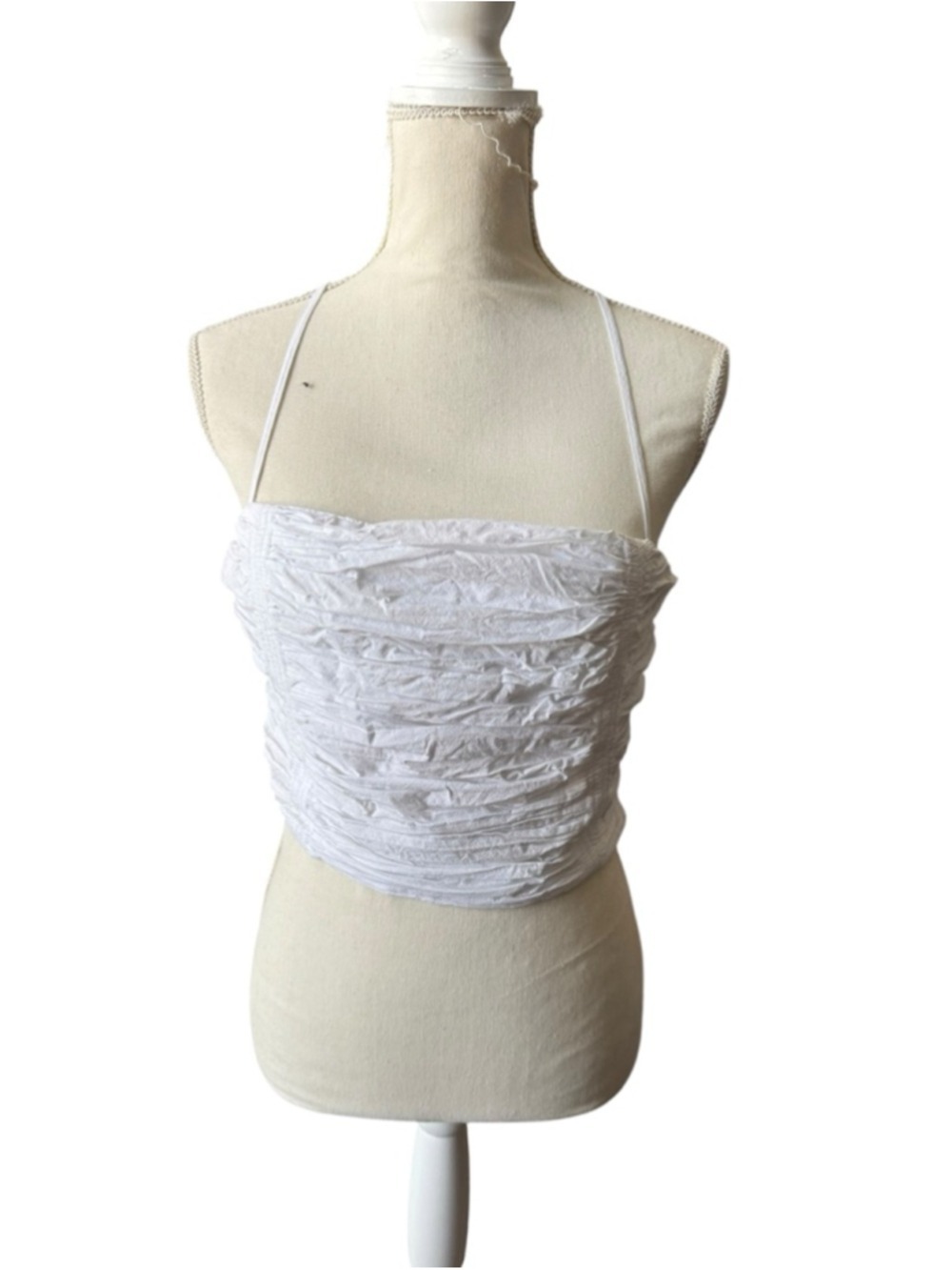 Women's Madewell White Ruched Halter Crop Top Size 10